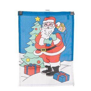 Santa Claus Garden Flag 11x15 Christmas Tree Presents VTG Emson